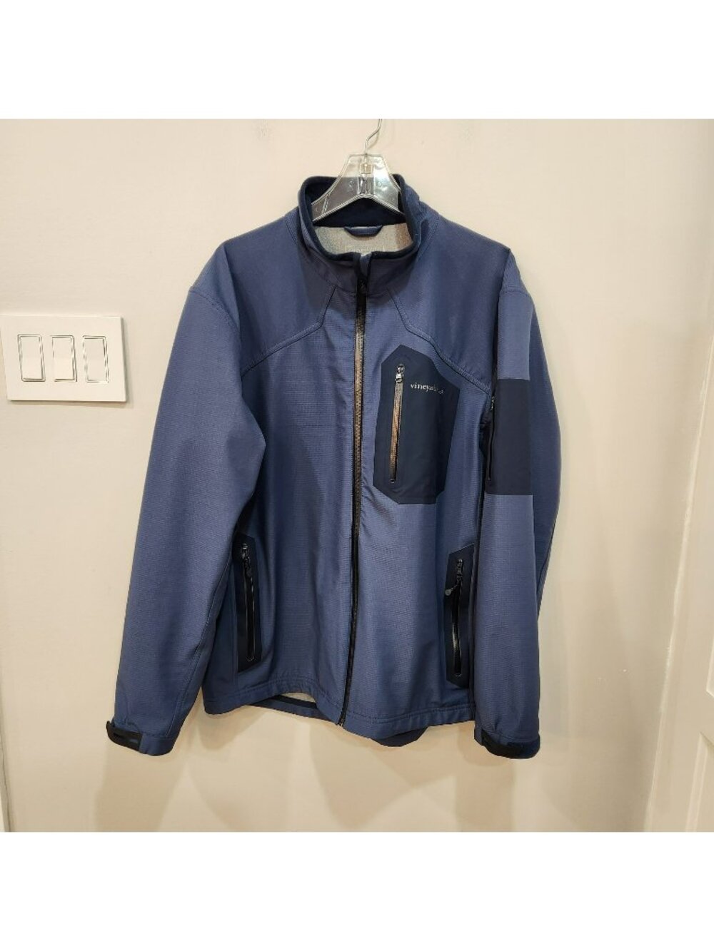 Vineyard Vines Ripstop Jacket Mens XL Blue Full Zip Performance Outdoor Stretch